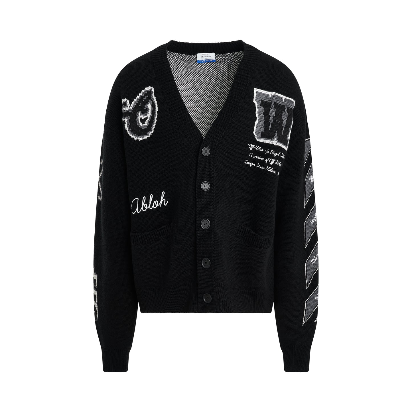 Varsity Knit Cardigan in Black