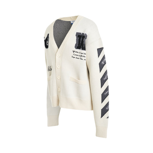 Varsity Knit Cardigan in Cream/Black