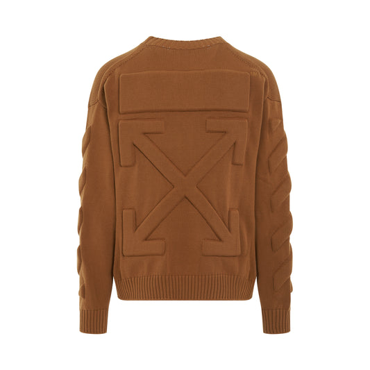 3D Diagonal Knit Crewneck in Caramel