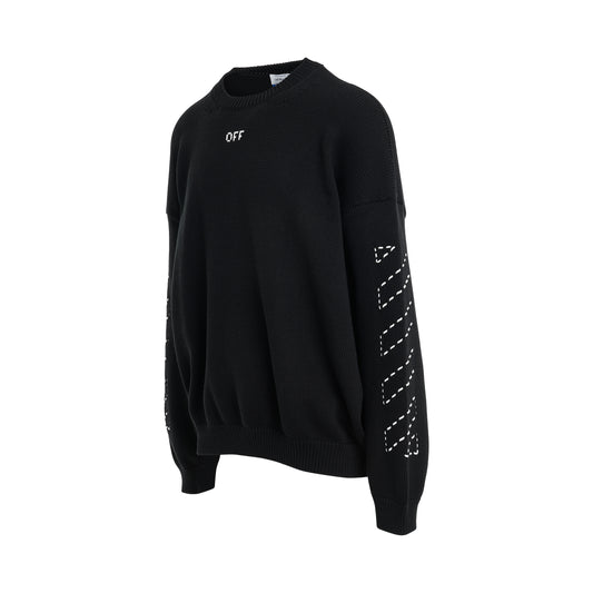 Stitch Diagonal Arrow Knit Sweater in Black/Cream