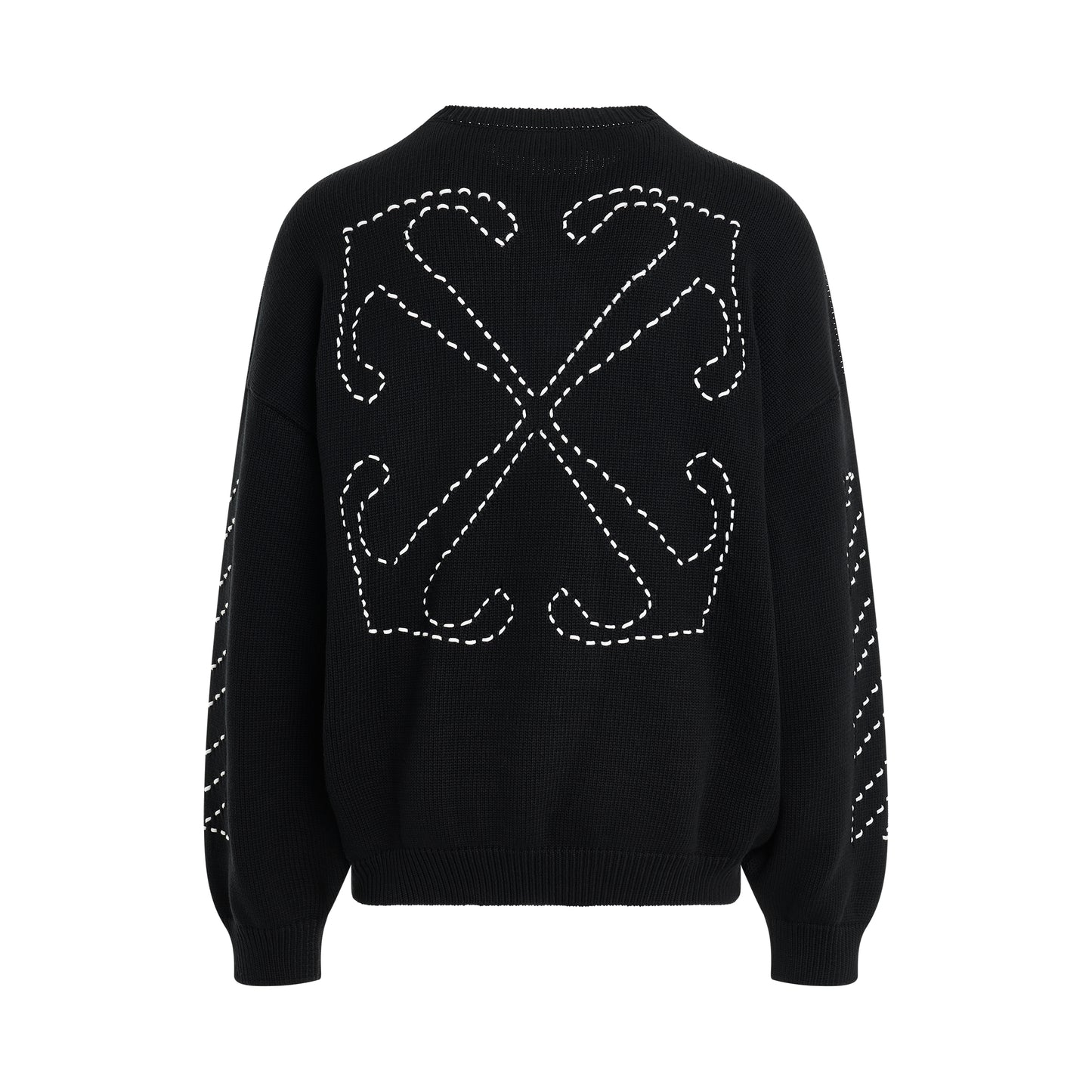 Stitch Diagonal Arrow Knit Sweater in Black/Cream
