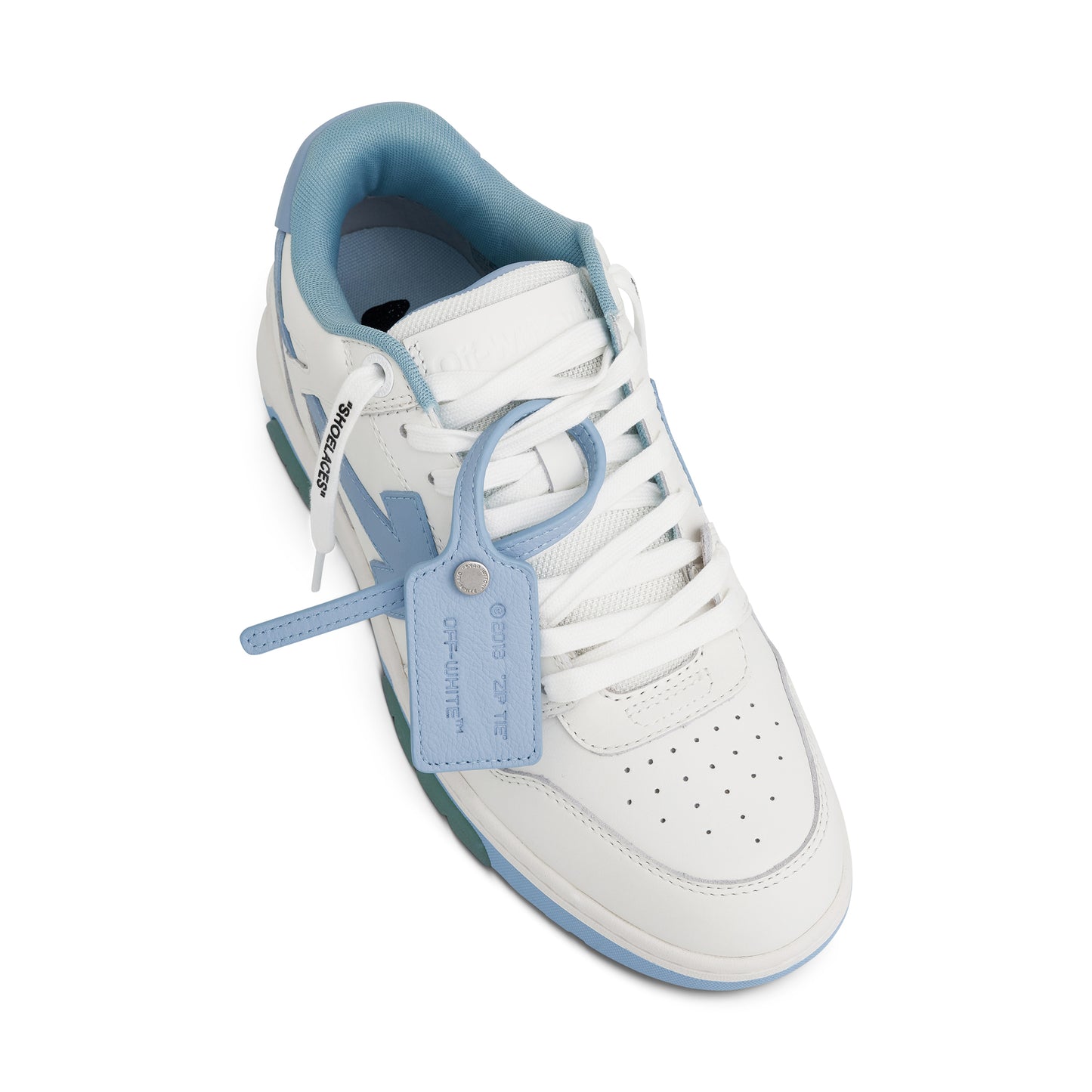 Out Of Office Calf Leather Sneakers in White/Light Blue
