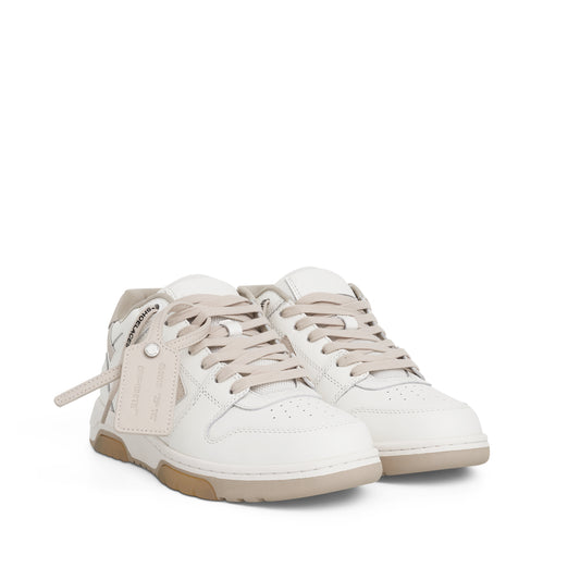 Out Of Office Calf Leather Sneaker in White & Beige