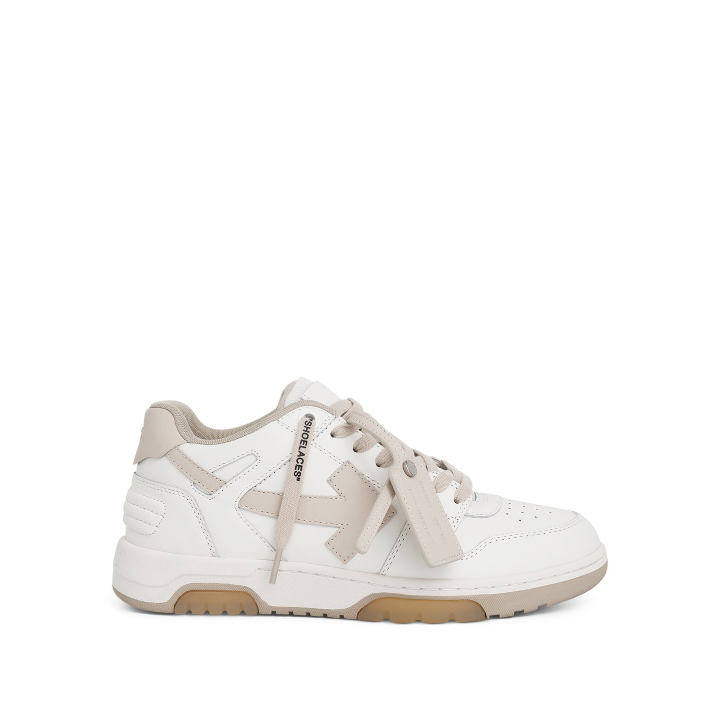 Out Of Office Calf Leather Sneaker in White & Beige