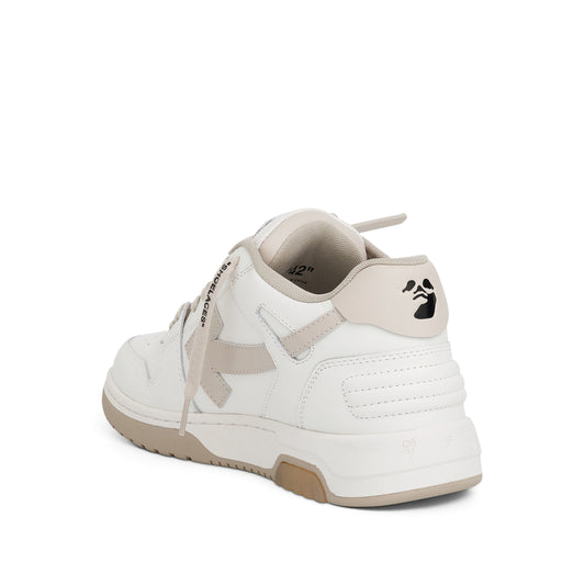 Out Of Office Calf Leather Sneaker in White & Beige