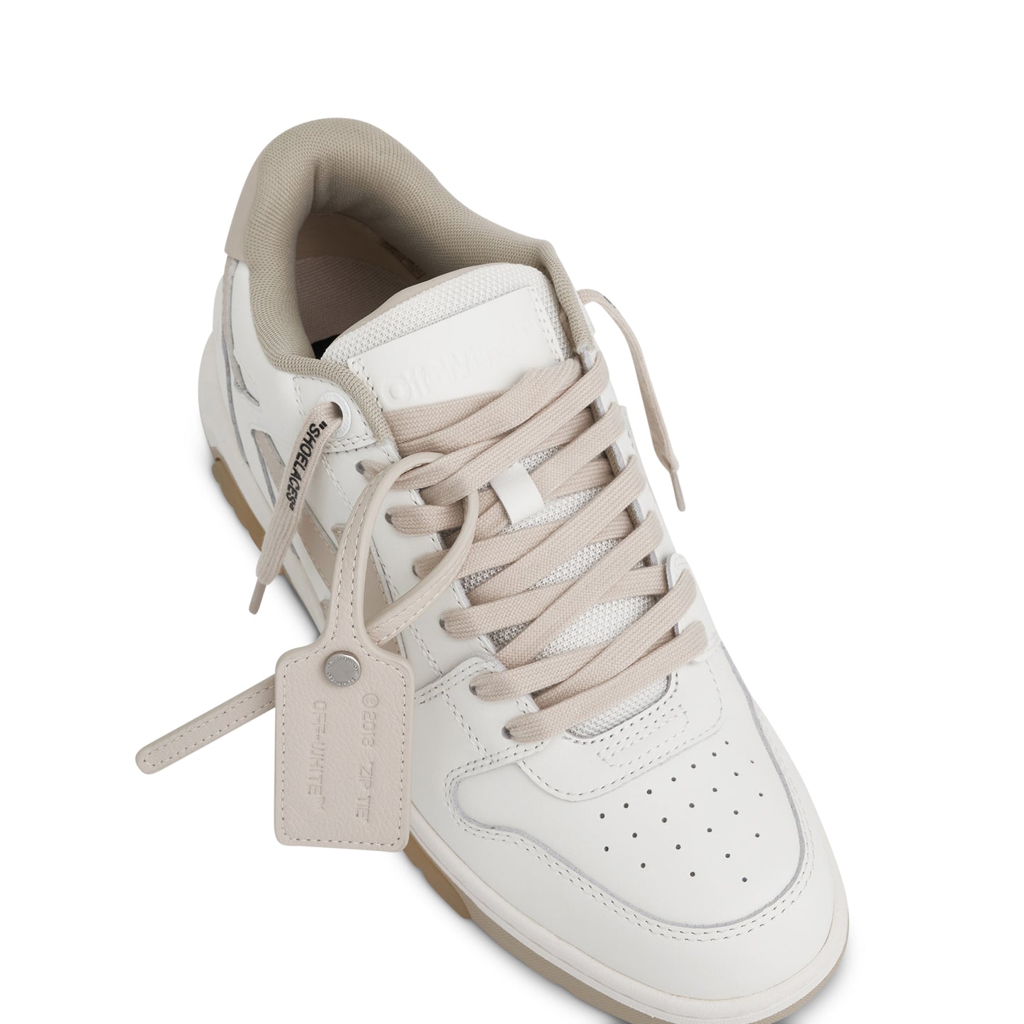 Out Of Office Calf Leather Sneaker in White & Beige