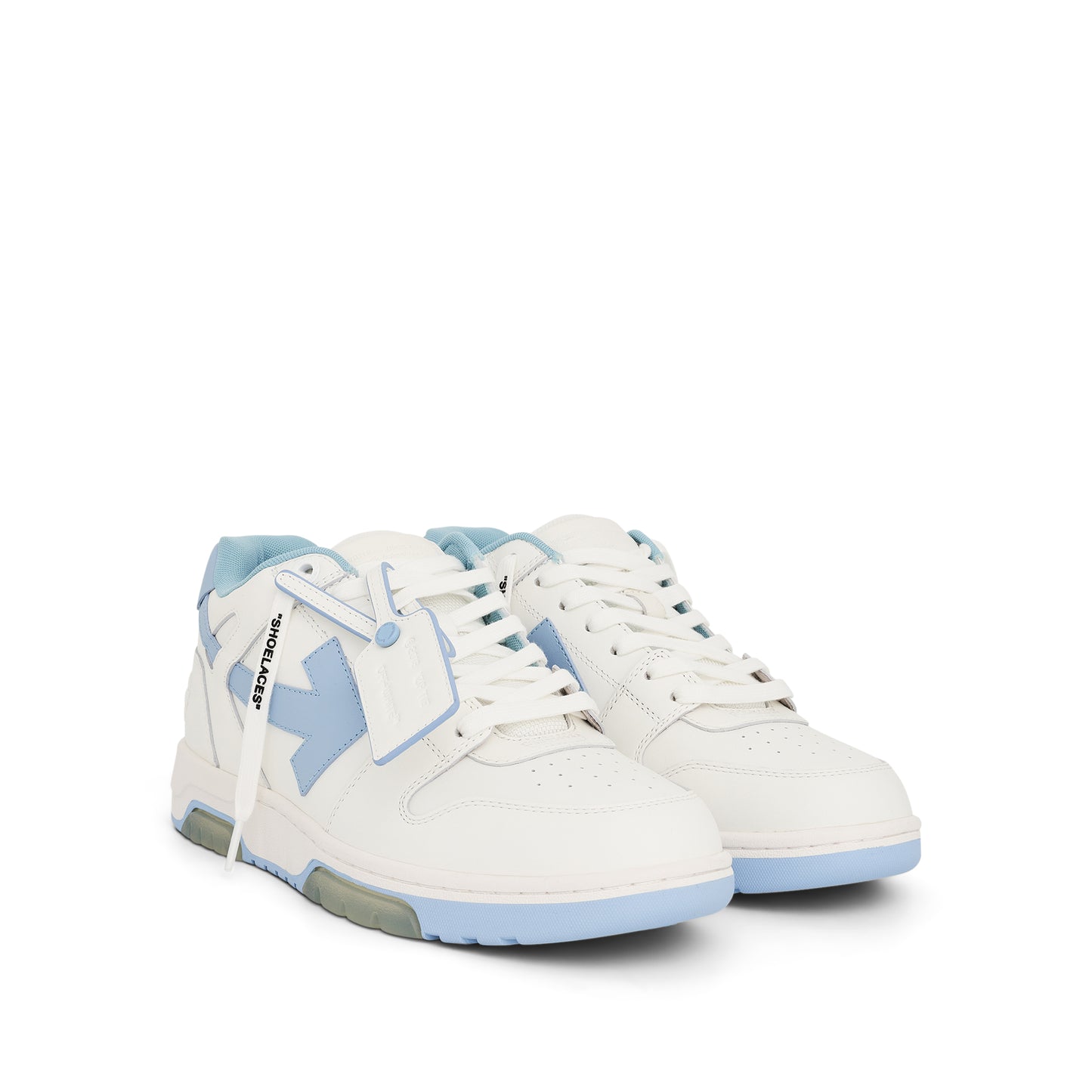 Out of Office Leather Sneakers in White/Light Blue