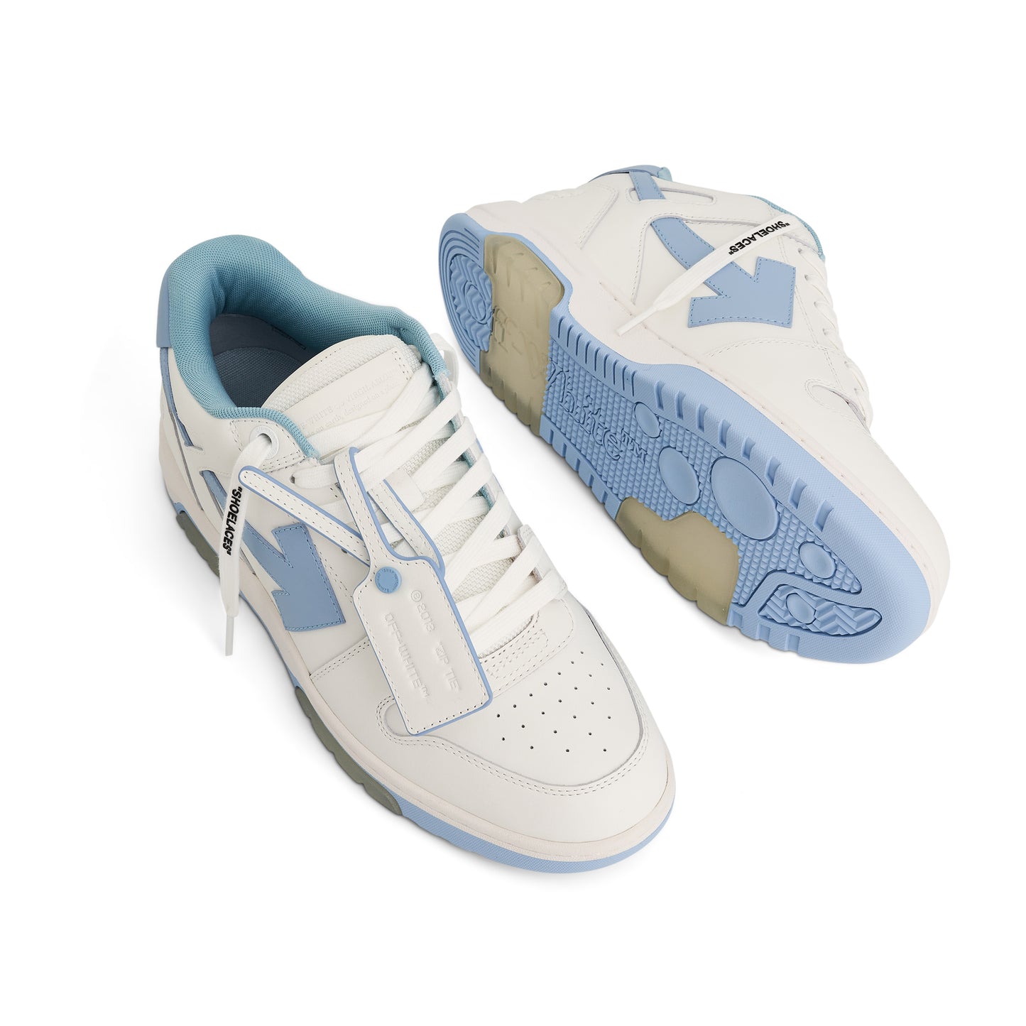 Out of Office Leather Sneakers in White/Light Blue