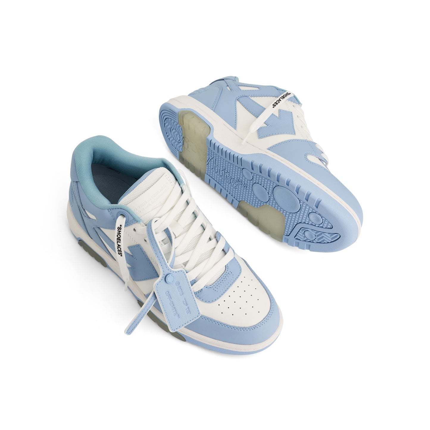 Out of Office Leather Sneaker In White/Light Blue