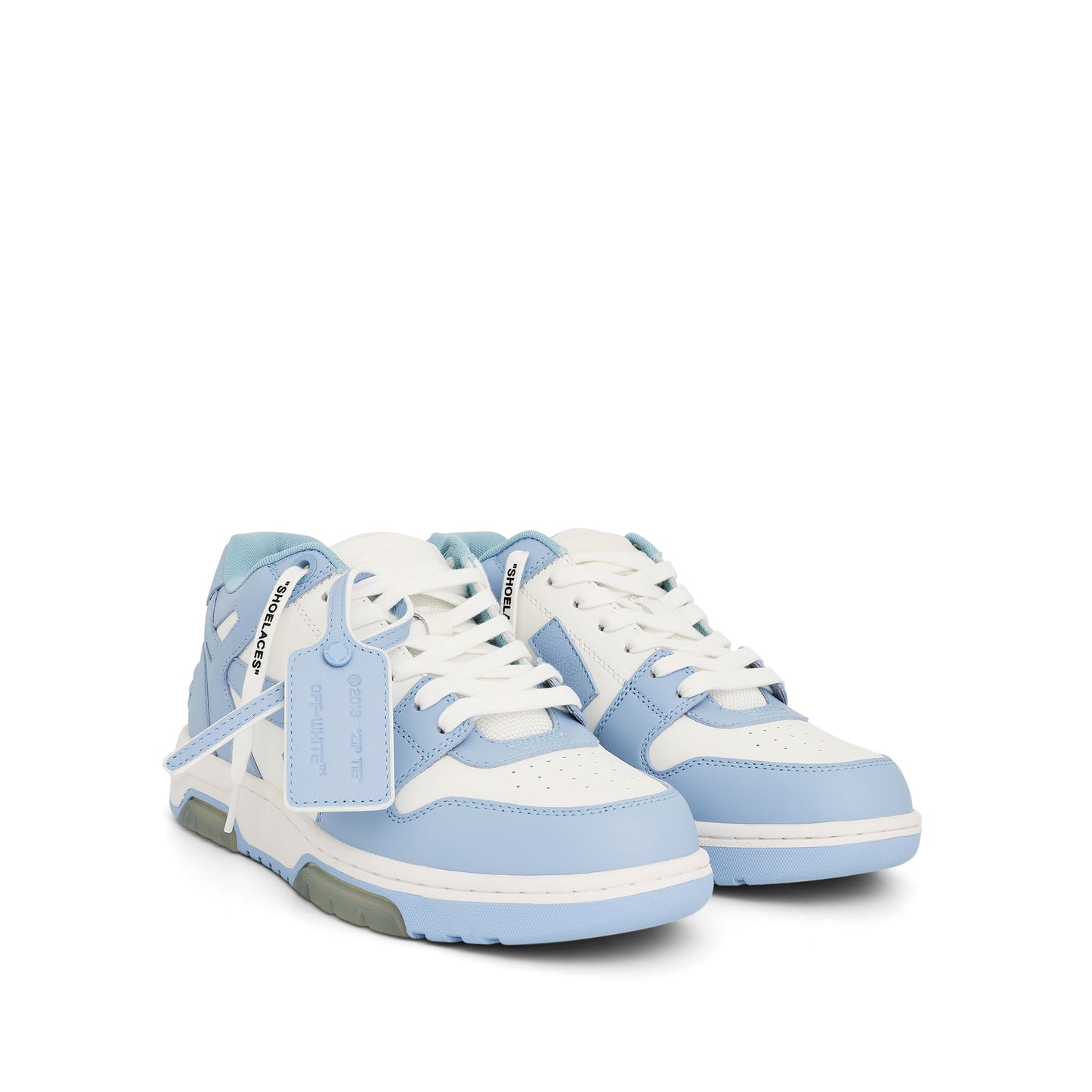 Out of Office Leather Sneaker In White/Light Blue