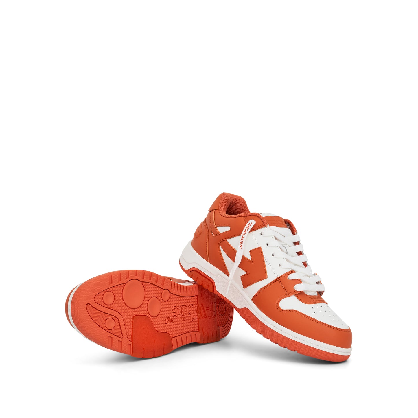 Out of Office Calf Leather Sneakers in White/Orange