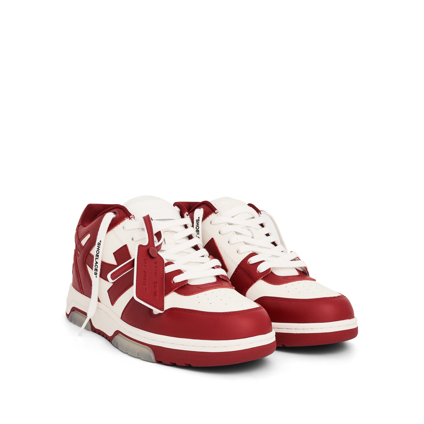 Out of Office Calf Leather Sneaker in White/Burgundy