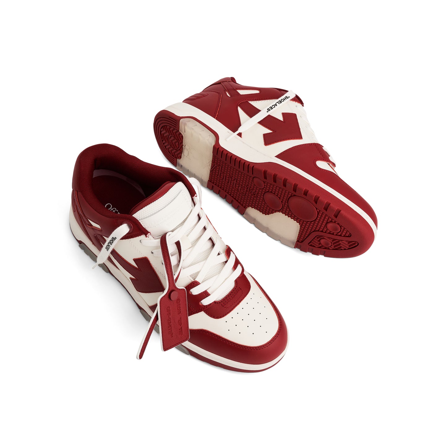 Out of Office Calf Leather Sneaker in White/Burgundy