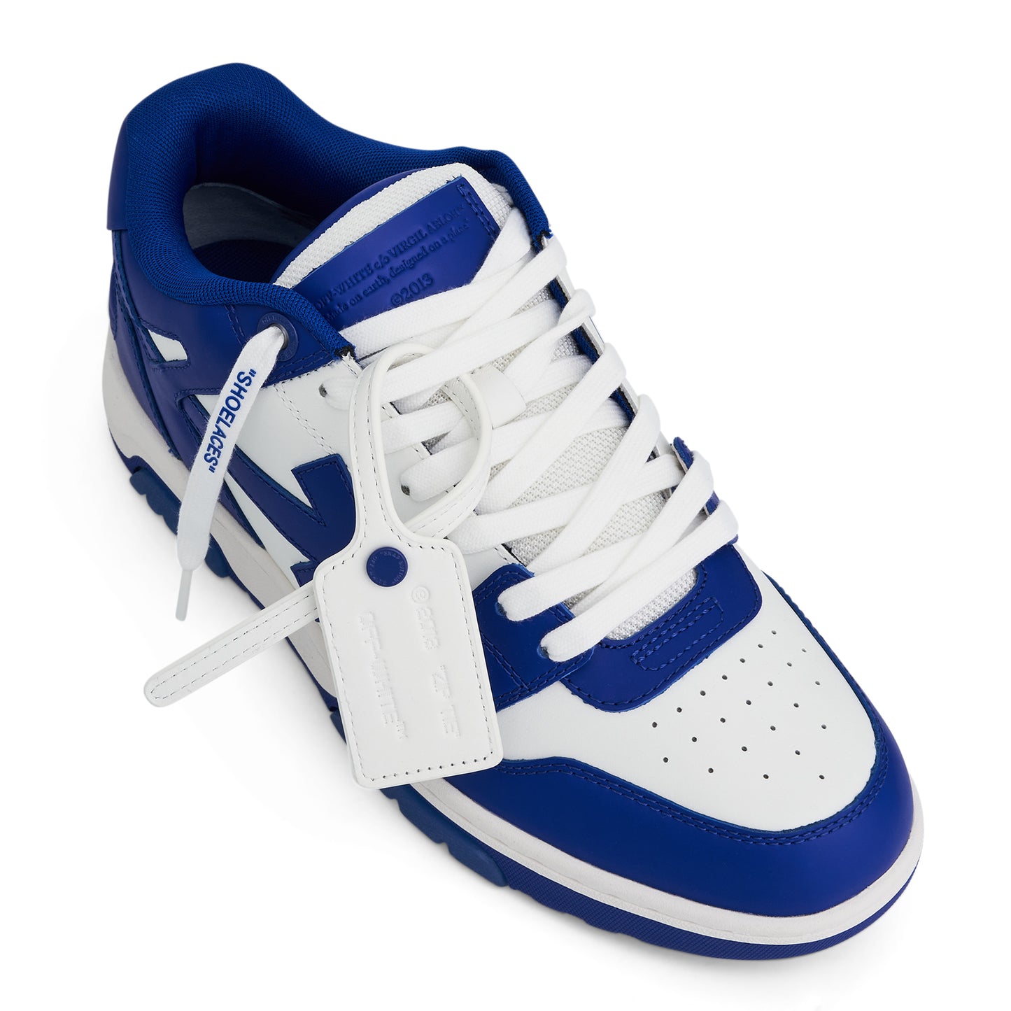 Out of Office Calf Leather Sneakers in White/Blue