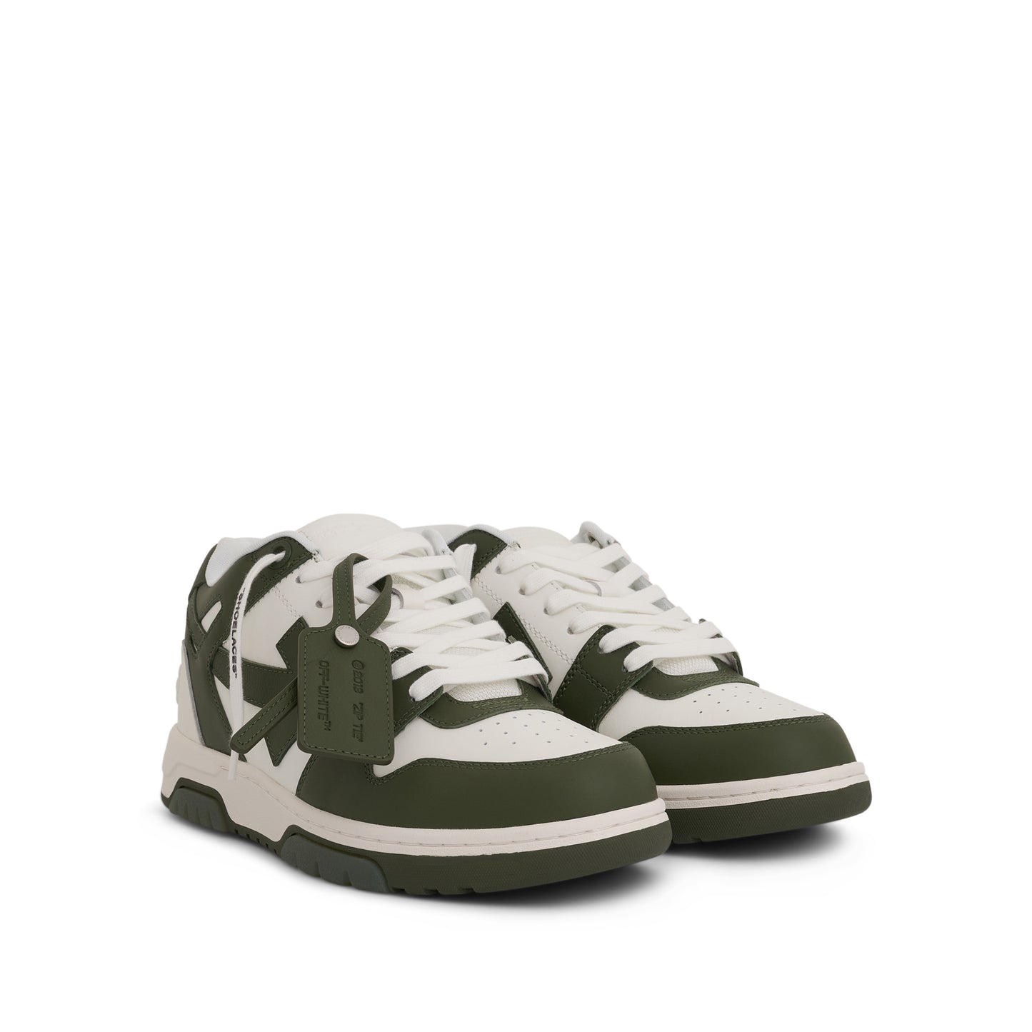 Out Of Office Calf Leather Sneaker in Dark Green/White