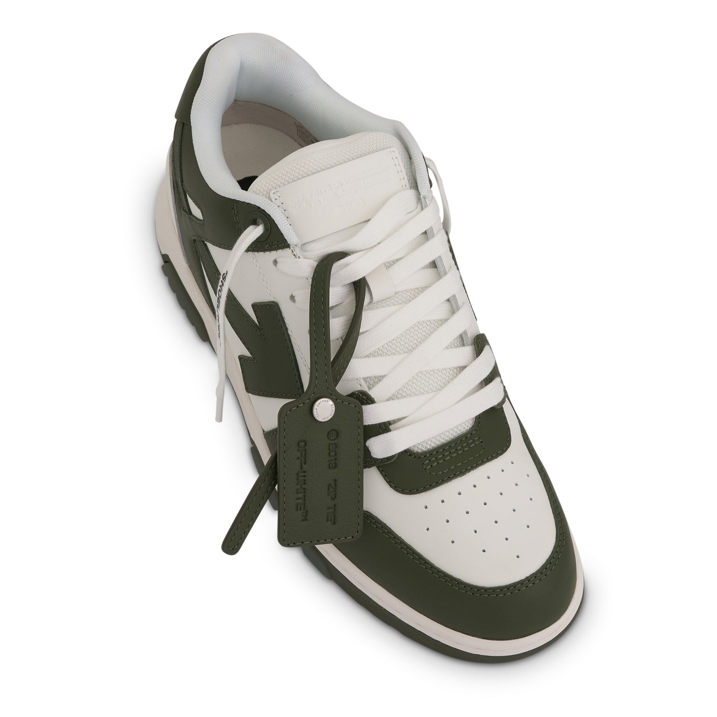 Out Of Office Calf Leather Sneaker in Dark Green/White
