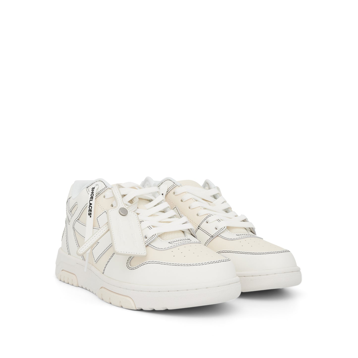 Out of Office Calf Leather Sneaker in Cream/White