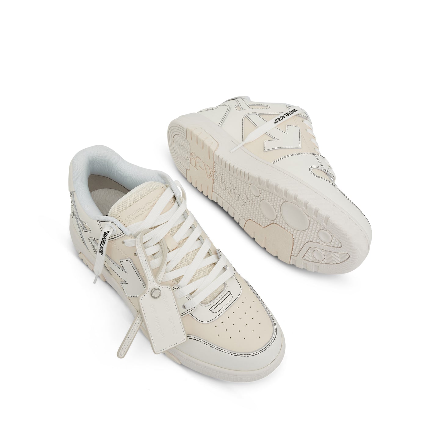 Out of Office Calf Leather Sneaker in Cream/White