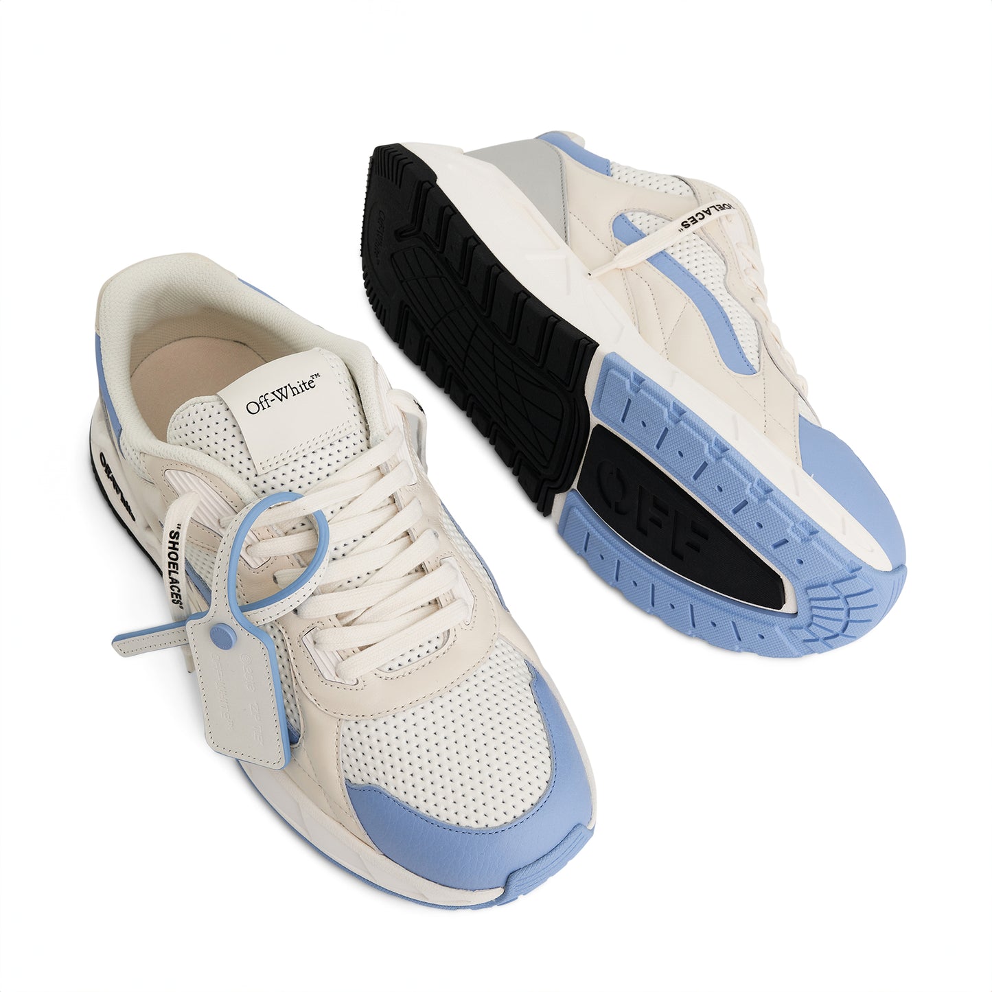 Kick off Sneaker in White/Light Blue