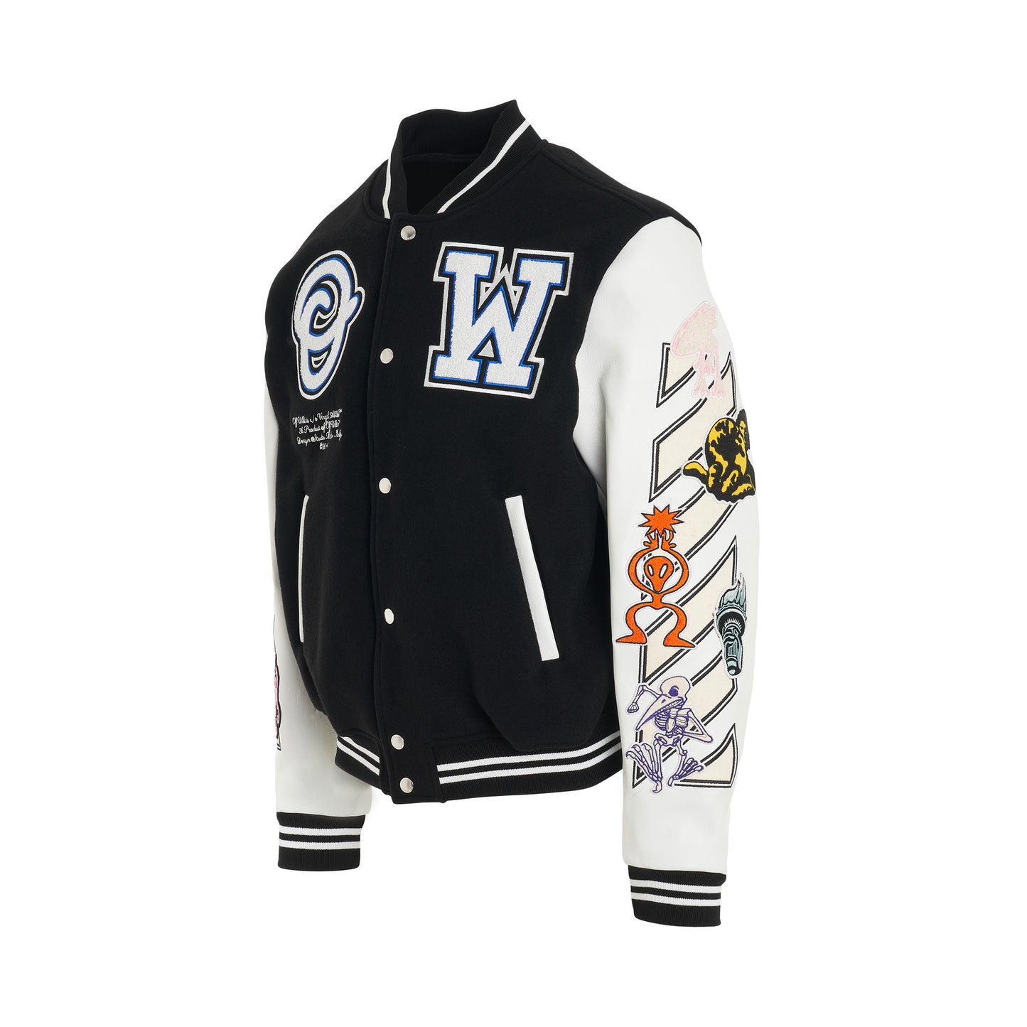 Logic Patch Varsity Jacket in Black White