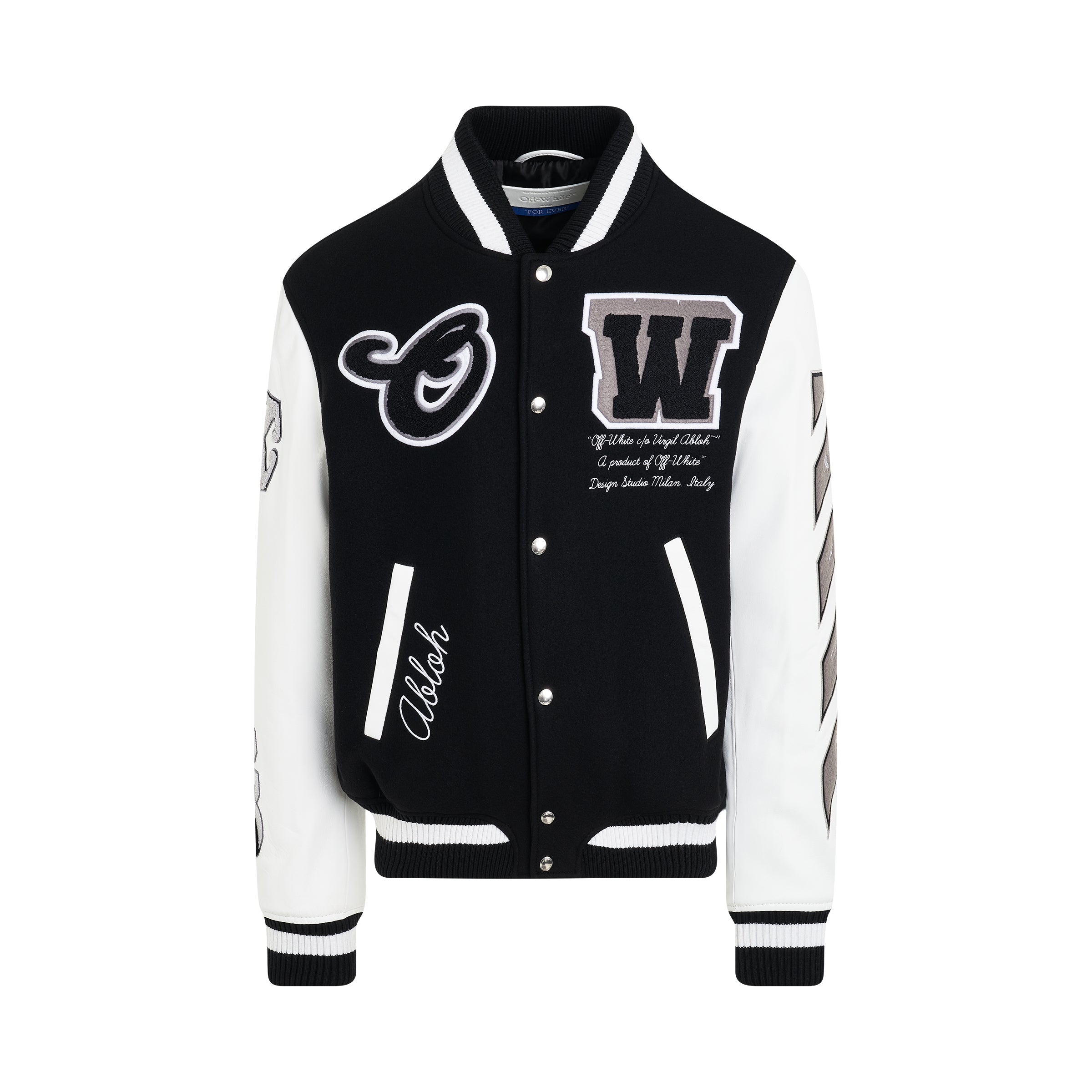 Lea Wool Varsity Jacket in Black