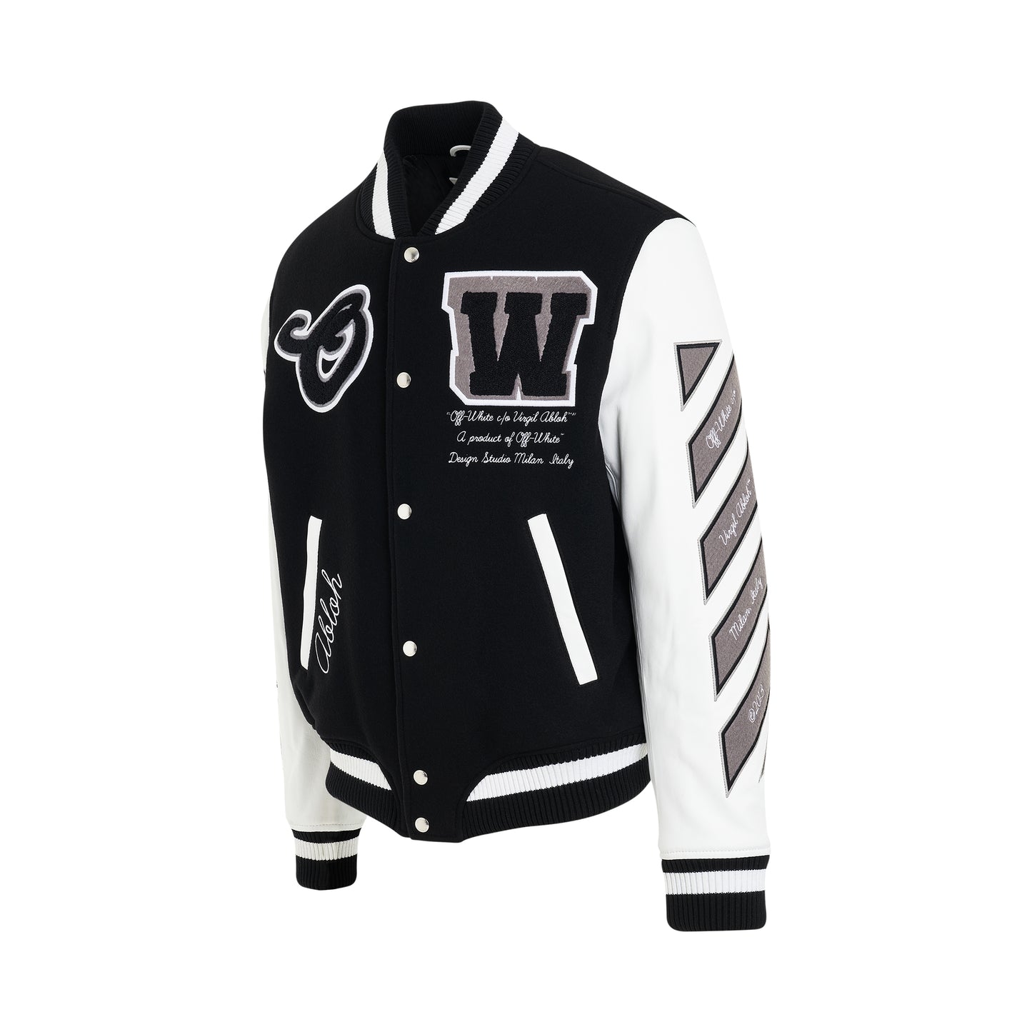 Lea Wool Varsity Jacket in Black