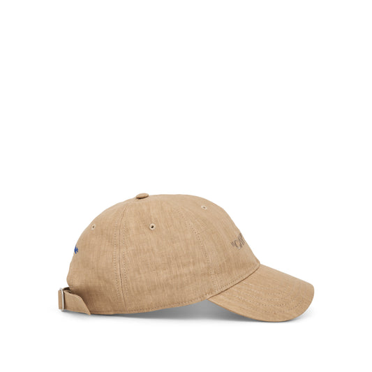 Linen Baseball Cap in Sand Blue