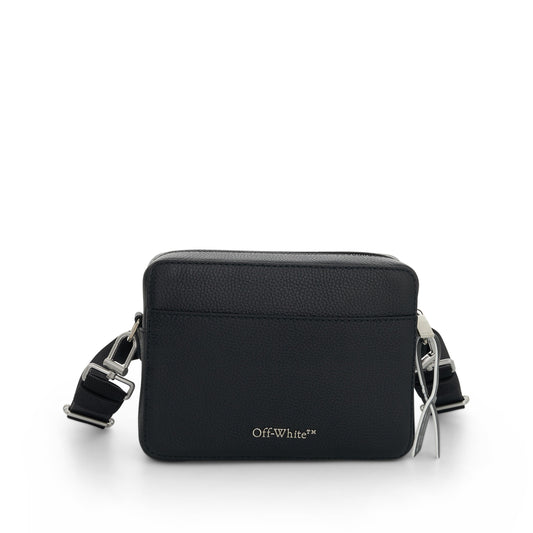 Diagonal Leather Camera Bag in Black