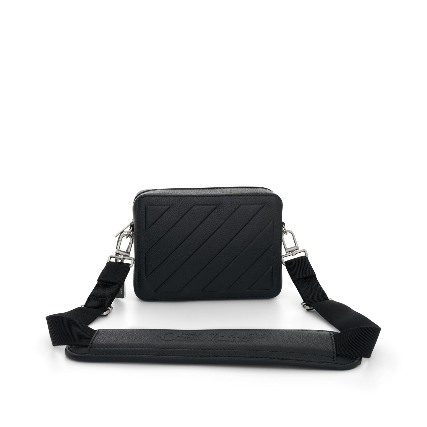 Diagonal Leather Camera Bag in Black