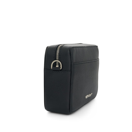 Diagonal Leather Camera Bag in Black