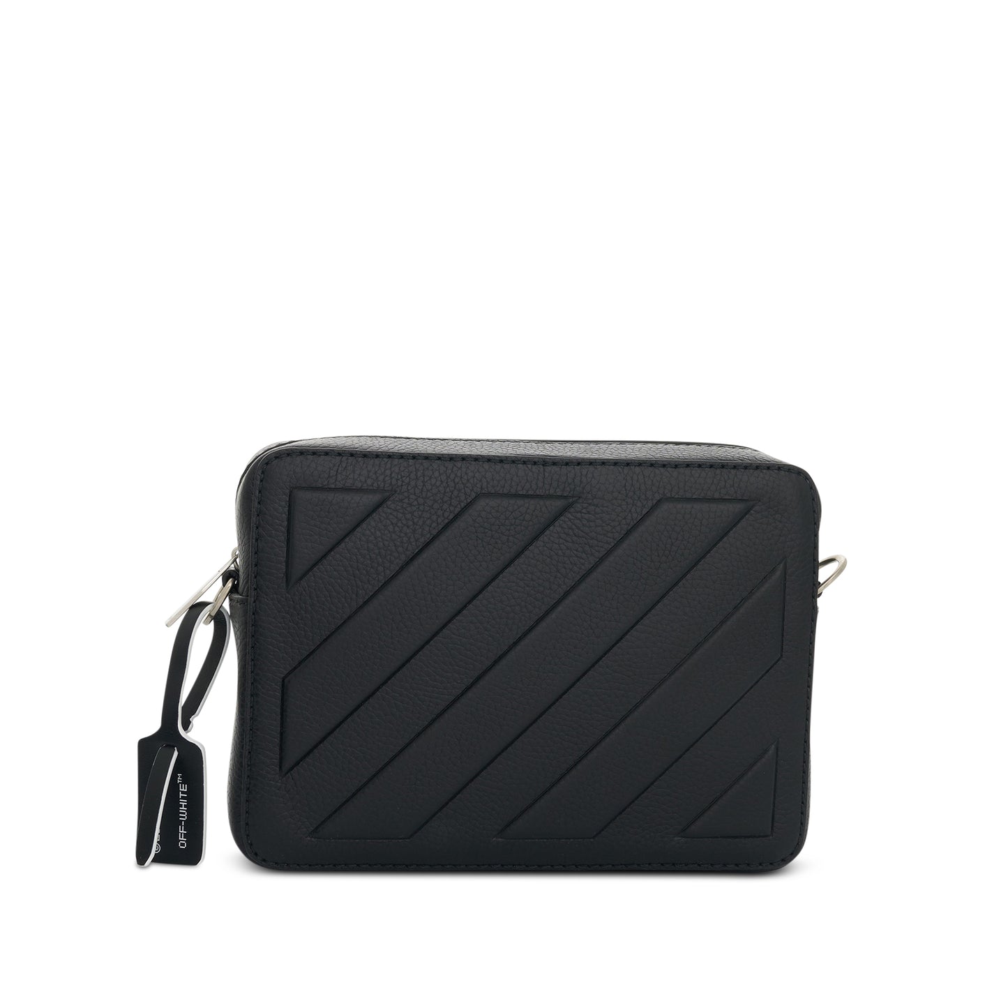 Diagonal Leather Camera Bag in Black