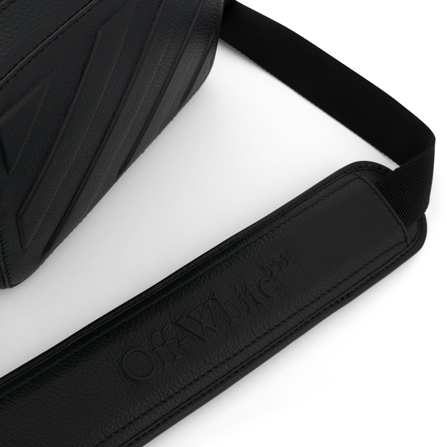 Diagonal Leather Camera Bag in Black