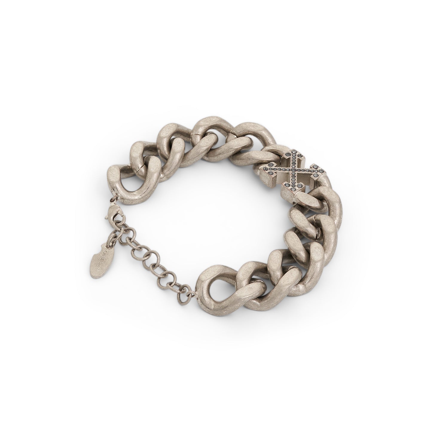 Crystal Arrow Chain Bracelet in Silver/Black