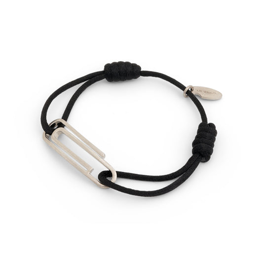 Paperclip Chord Bracelet in Silver/Black