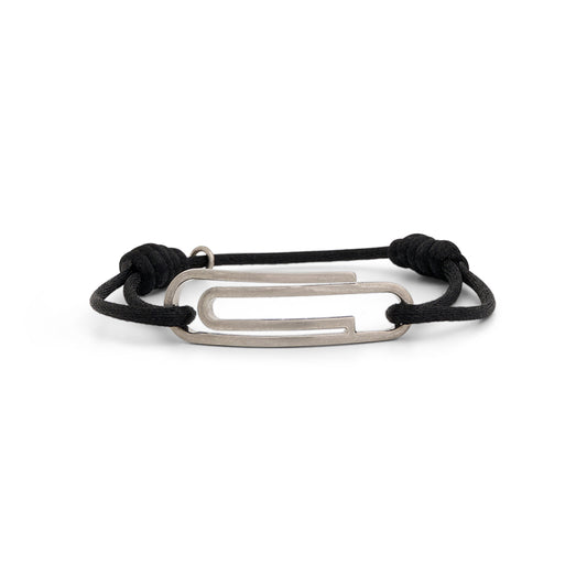 Paperclip Chord Bracelet in Silver/Black