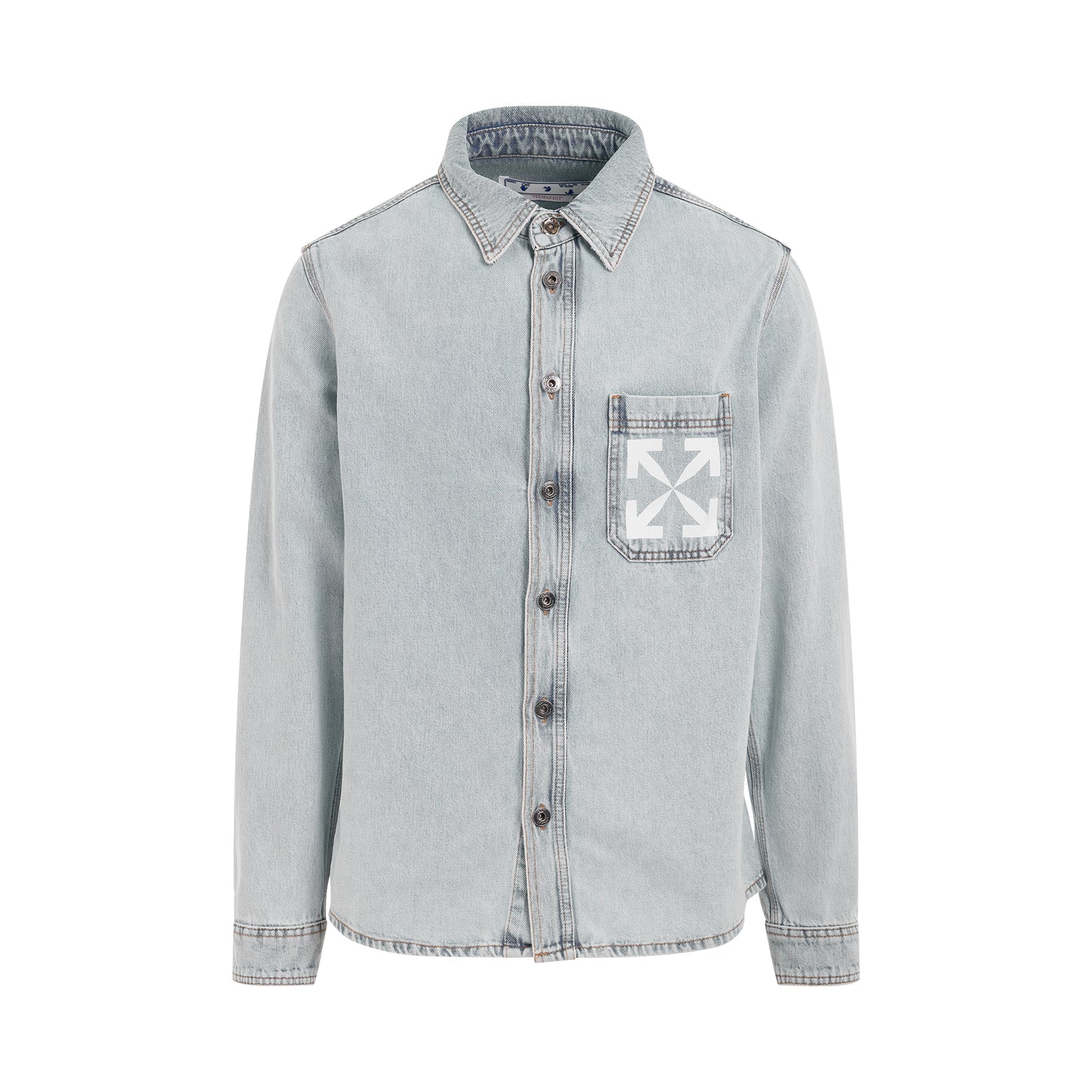 Single Arrow Denim Shirt in Bleach Blue/White
