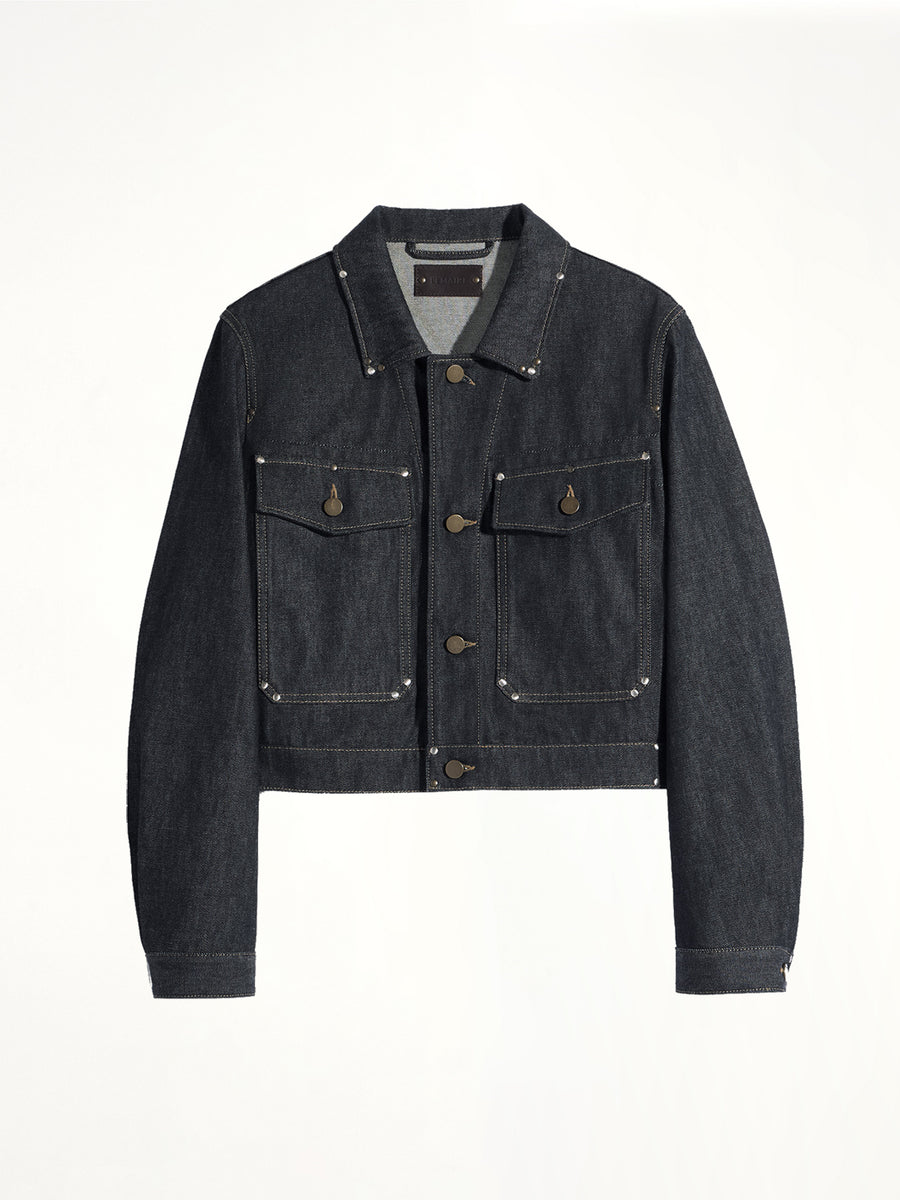 Cropped Blouson With Studs in Slate