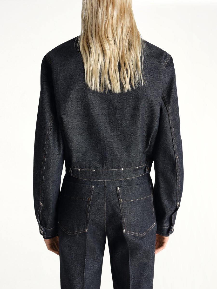 Cropped Blouson With Studs in Slate