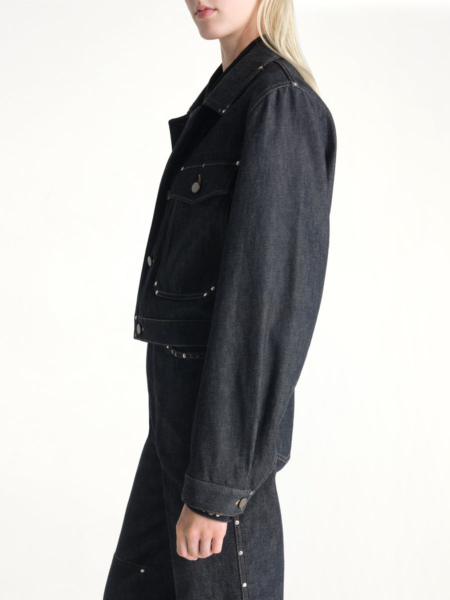 Cropped Blouson With Studs in Slate