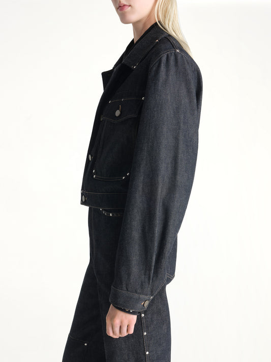 Cropped Blouson With Studs in Slate