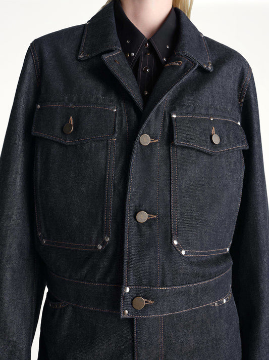 Cropped Blouson With Studs in Slate