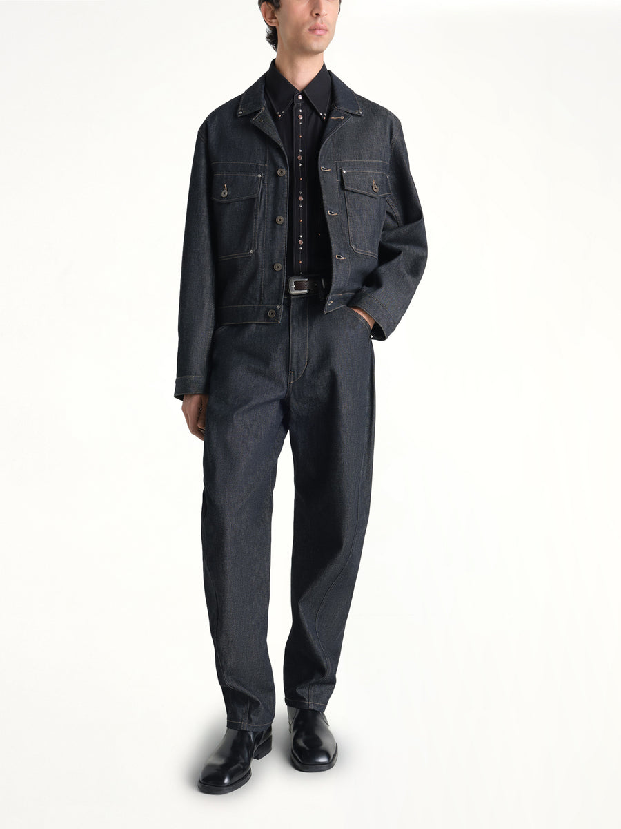 Trucker Jacket With Studs in Slate