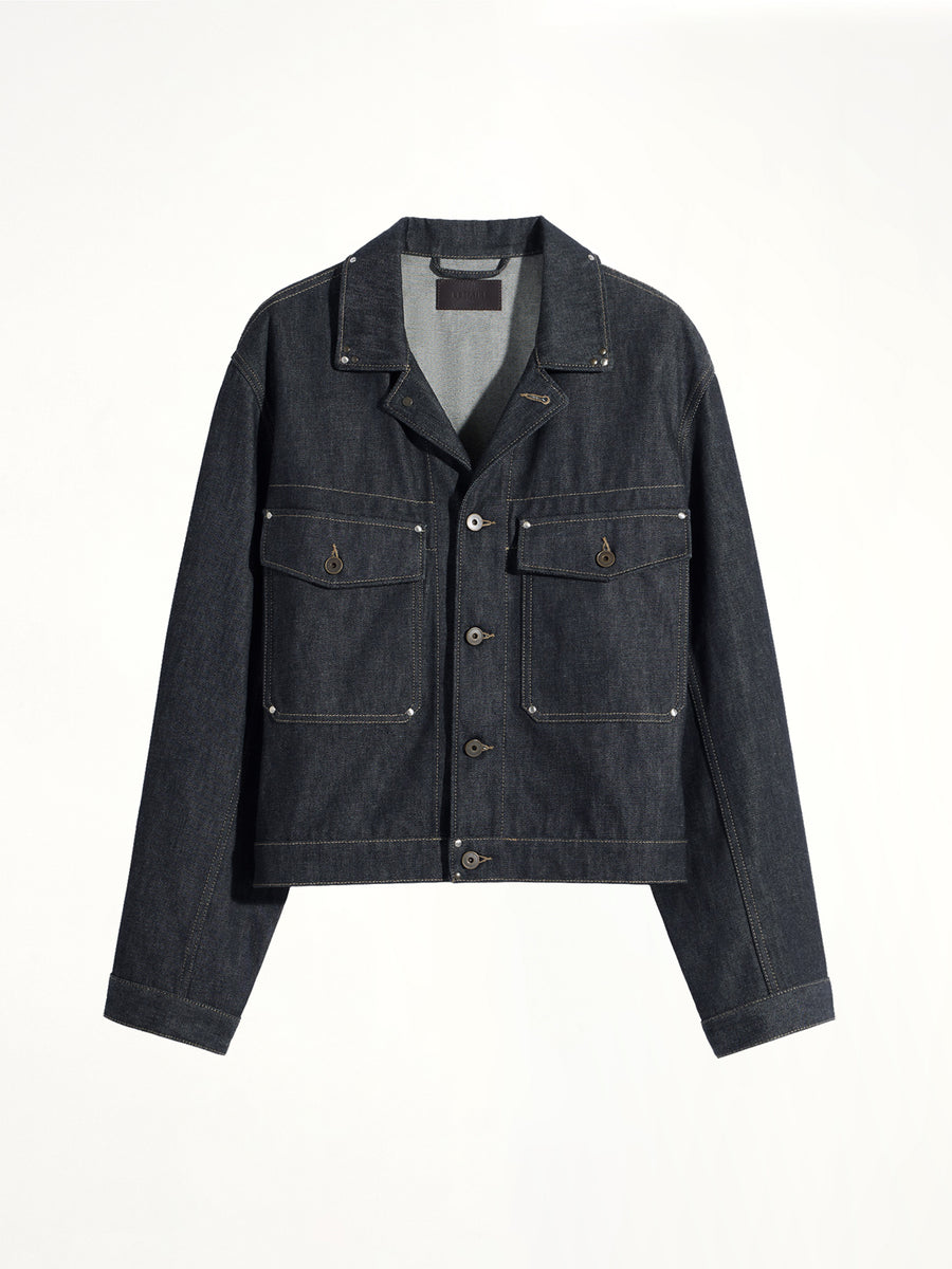 Trucker Jacket With Studs in Slate