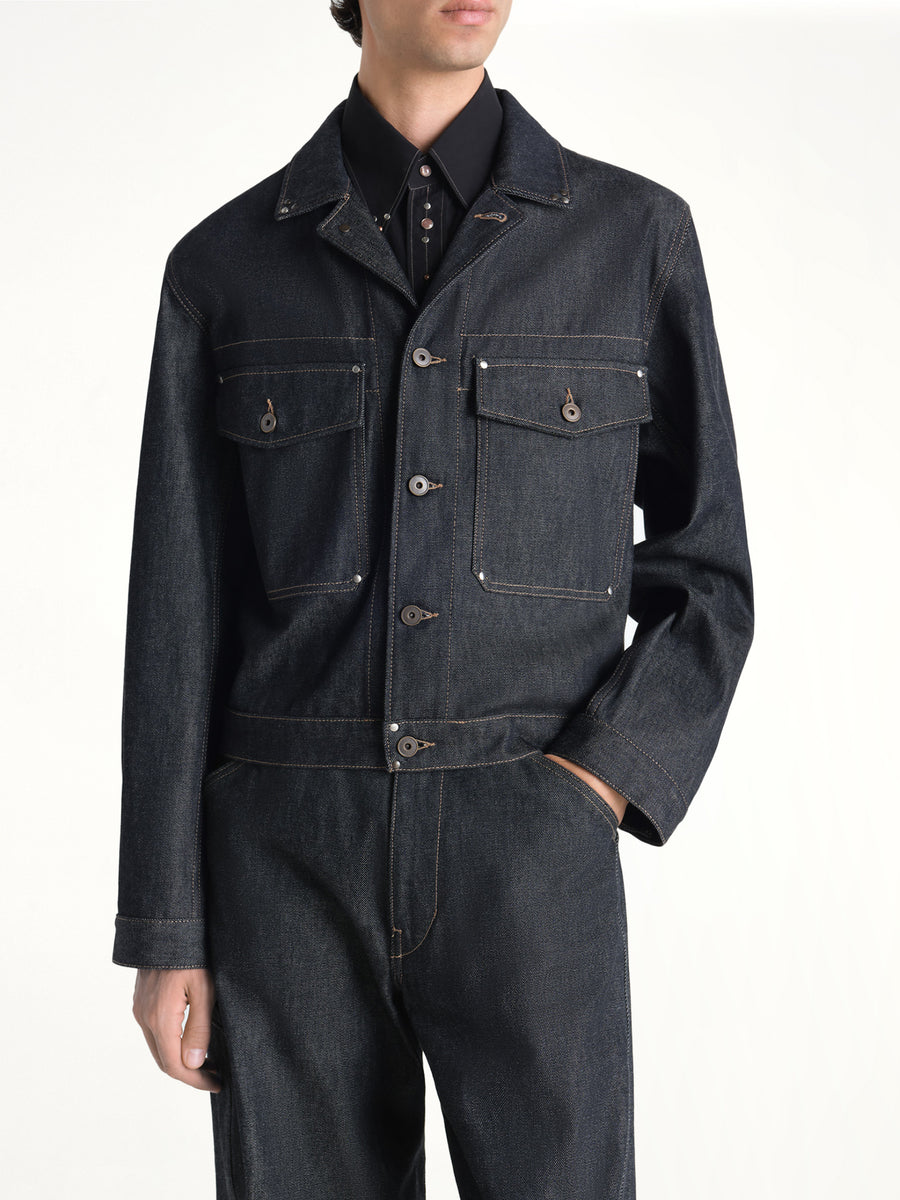 Trucker Jacket With Studs in Slate
