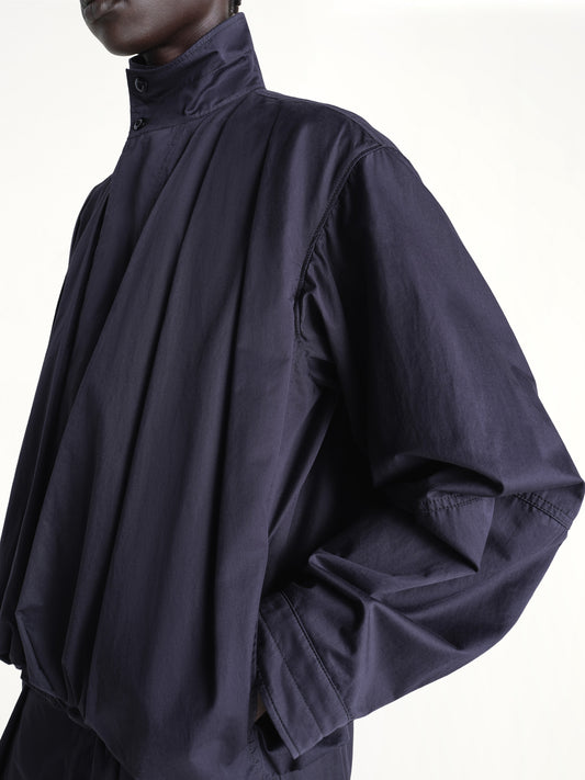 Soft Pleated Blouson in Ink Blue