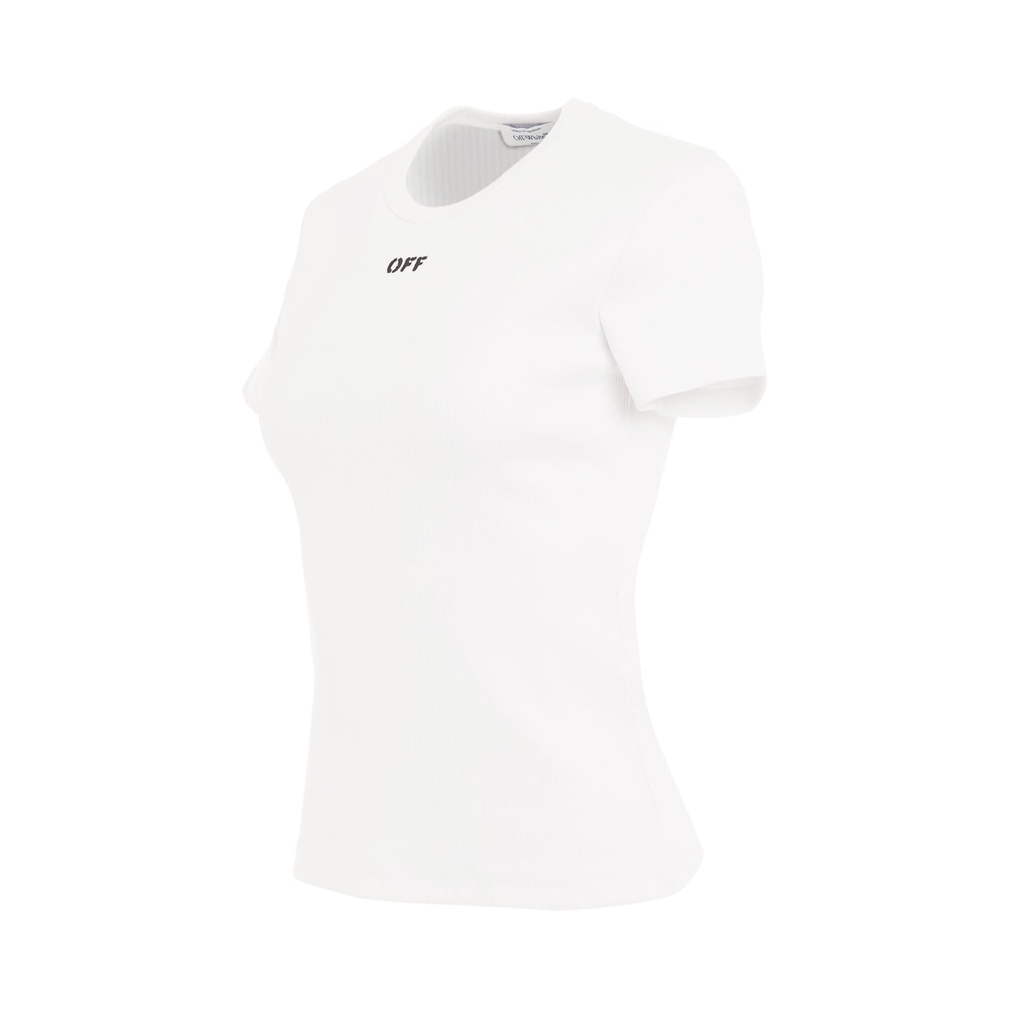 Off Stamp Rib Basic T-Shirt in White