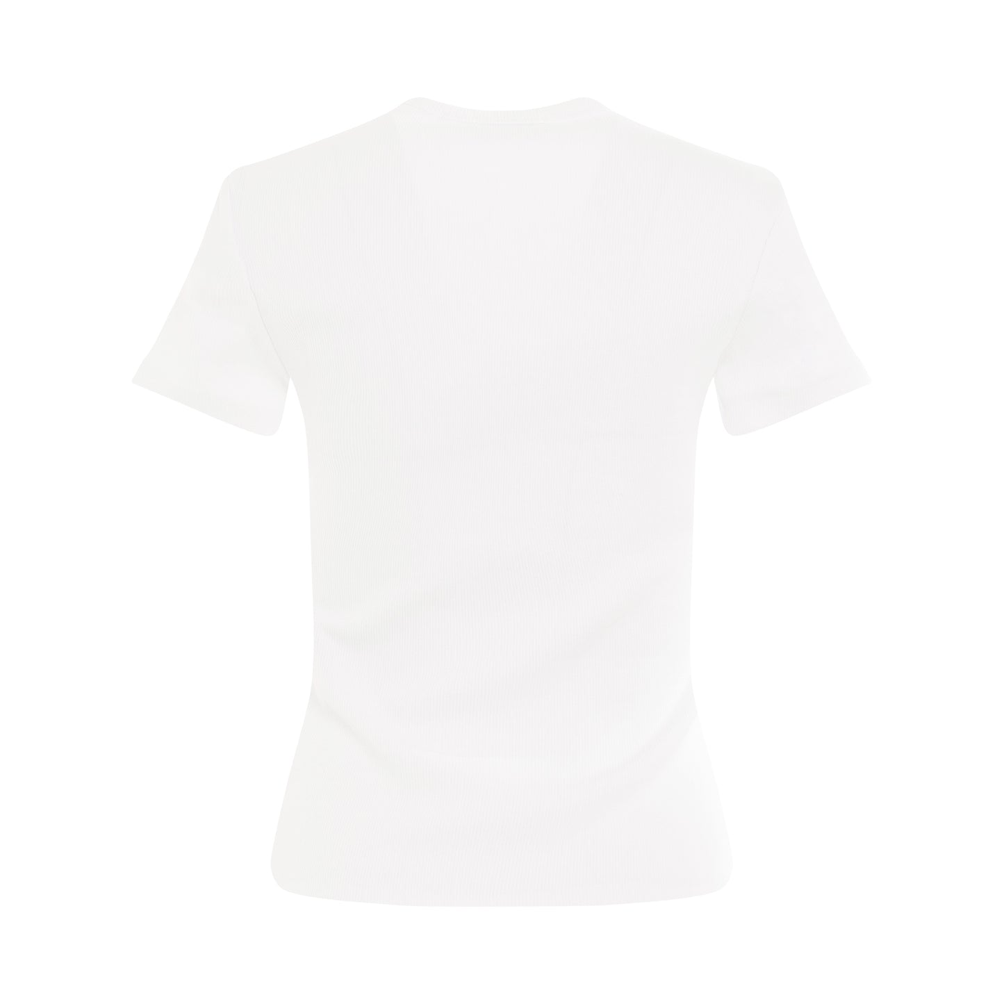 Off Stamp Rib Basic T-Shirt in White