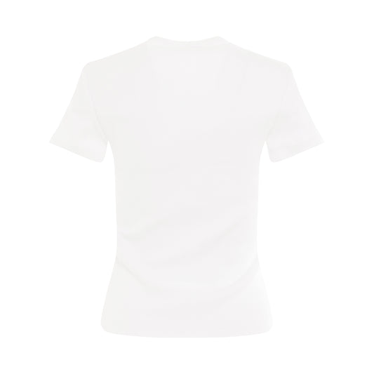 Off Stamp Rib Basic T-Shirt in White