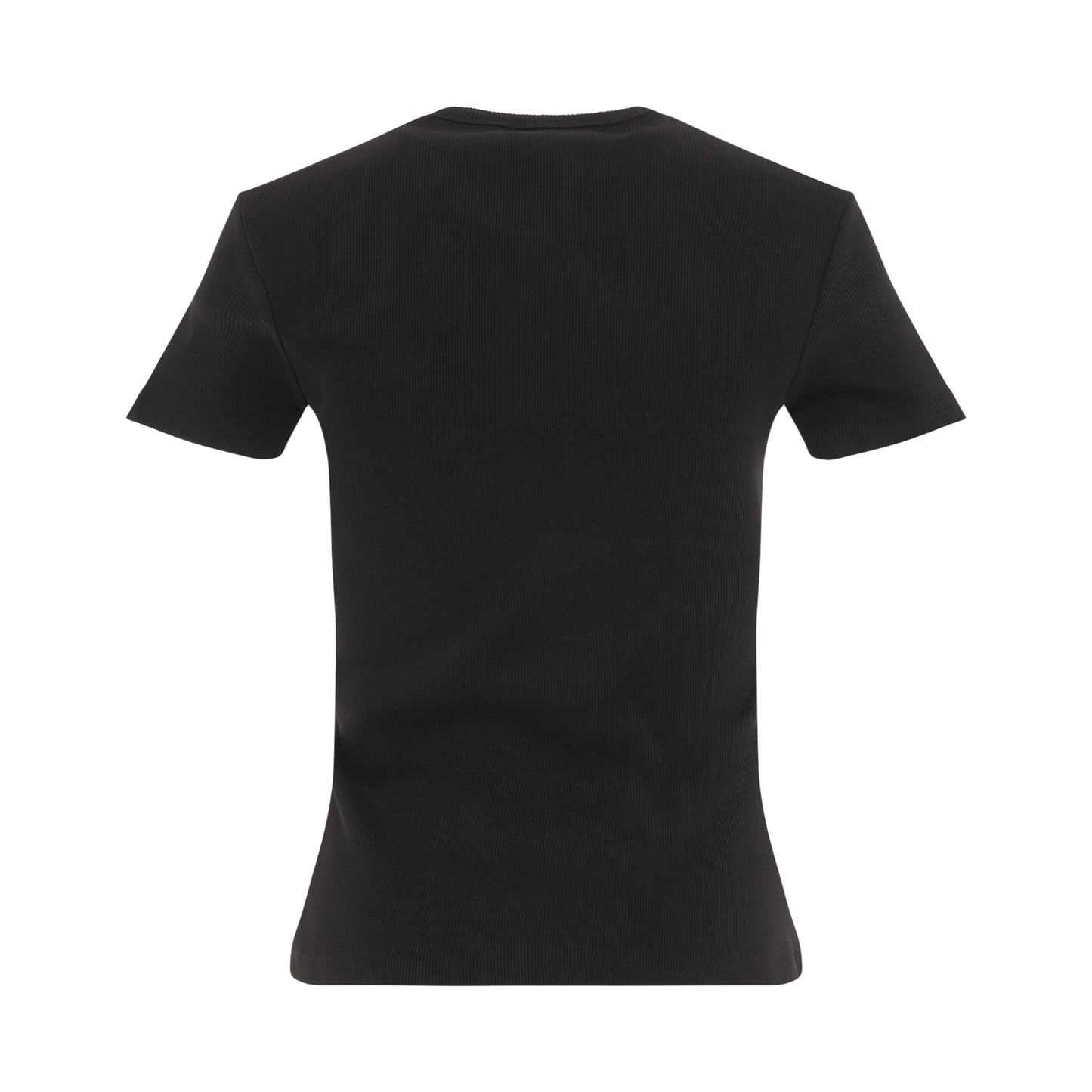 Off Stamp Rib Basic T-Shirt in Black