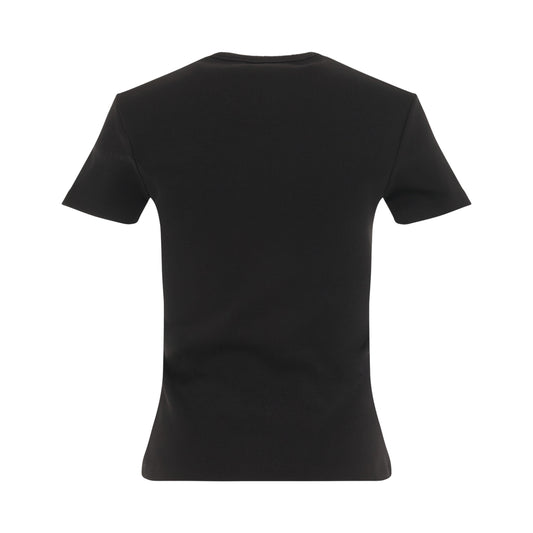 Off Stamp Rib Basic T-Shirt in Black